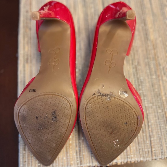 Jessica Simpson - size 7; high heeled; Red Shoes - Picture 6 of 9